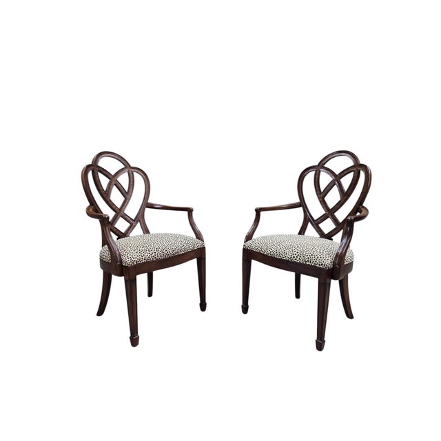 Vintage Ethan Allen Mahogany Dining Armchairs With Interlocking Heart Back Design – 4 For Sale - Image 12 of 12