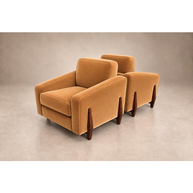 A rare pair of Brazilian modern armchairs designed by Jean Gillon during the 1960s. Generously proportioned and...