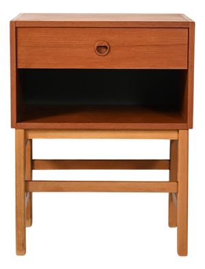 Scandinavian Cubic Teak Bedside Table, 1960s
