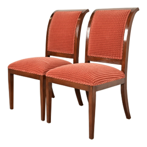 Smith & Watson Regency Carved Mahogany Side Chairs or Dining Chairs, Pair
