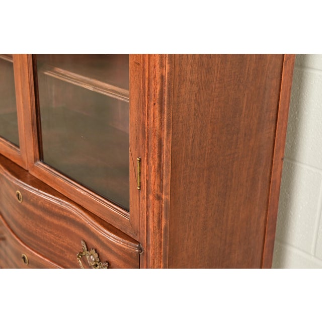 Antique Victorian Carved Mahogany Bookcase or Bar Cabinet, Circa 1890s For Sale - Image 10 of 16