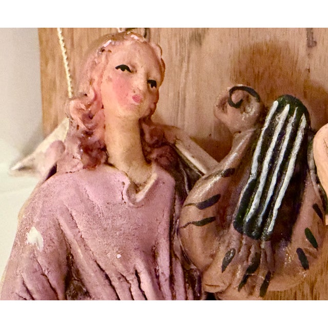 Vintage Italian Cartapesta Paper Mache Angels With Instruments, Set of 2 For Sale - Image 9 of 9