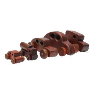 Collection of Five Vintage Handmade Wooden Cars and Trucks