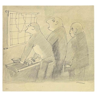 Mino Maccari, The Matter of Geography, Mixed Media, 1950s For Sale