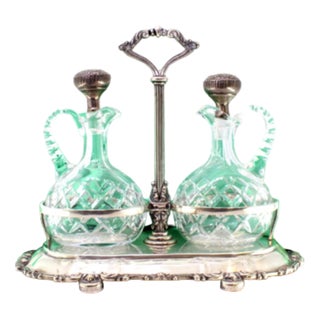 Cruet with Silver Structure with Reliefs and Applications, Set of 3 For Sale