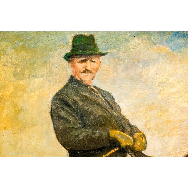 Charming Portrait Man on Horse Equestrian Impressionist Antique Oil Painting For Sale In New York - Image 6 of 17