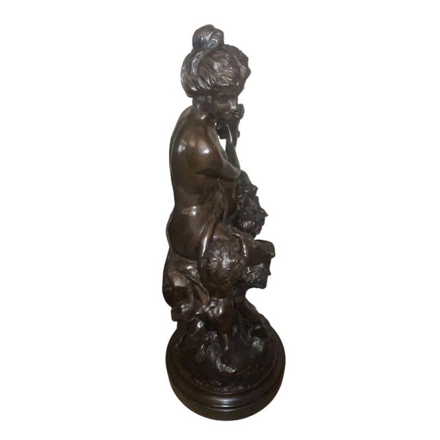 Metal Large 18th Century French Clodion Bronze Bacchic Group W/ Satyr & Putti. For Sale - Image 7 of 10