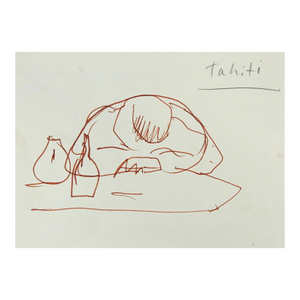 Early 20th Century Sepia Study Figure With Bottles Drawing