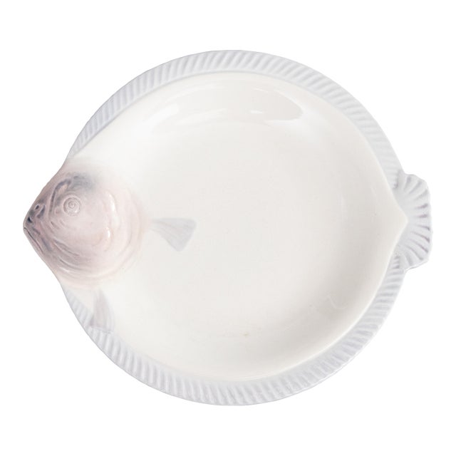 Art Deco French Longwy Majolica Fish Plate, Circa 1930 For Sale