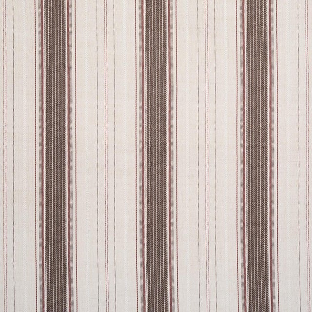 Sample - Schumacher Idris Stripe Fabric In Brown For Sale