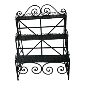 Vintage French Country Rod Iron Three – Tier Conservatory Plant Stand
