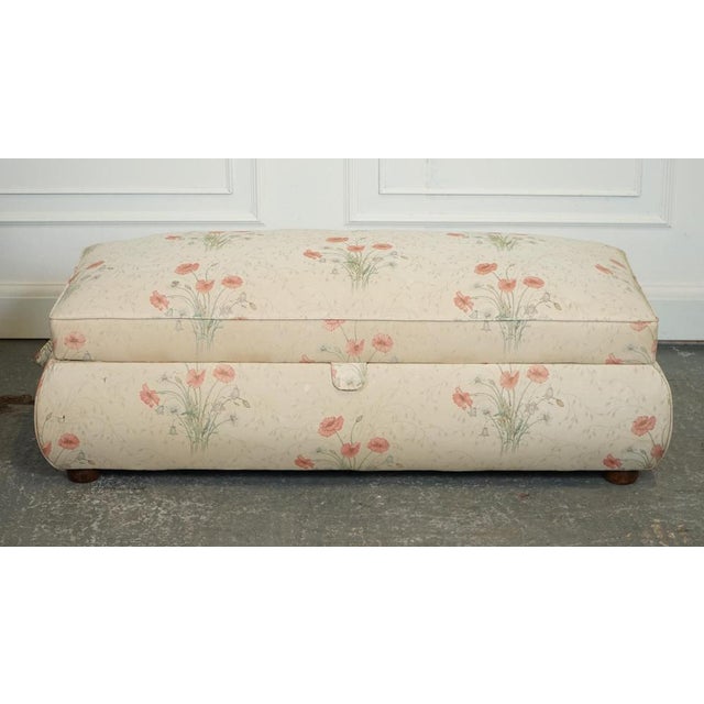 Large Victorian Poppy Flower Pattern Fabric Ottoman Chest Trunk For Sale - Image 3 of 17