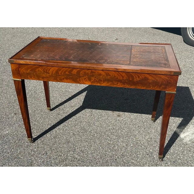 Period French First Empire Tric Trac or Backgammon Table. Reversible top with leather on one side and felt on the other....