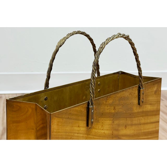 Vintage Italian Brass Shopping Gift Bag Gio Ponti Attributed For Sale - Image 11 of 11