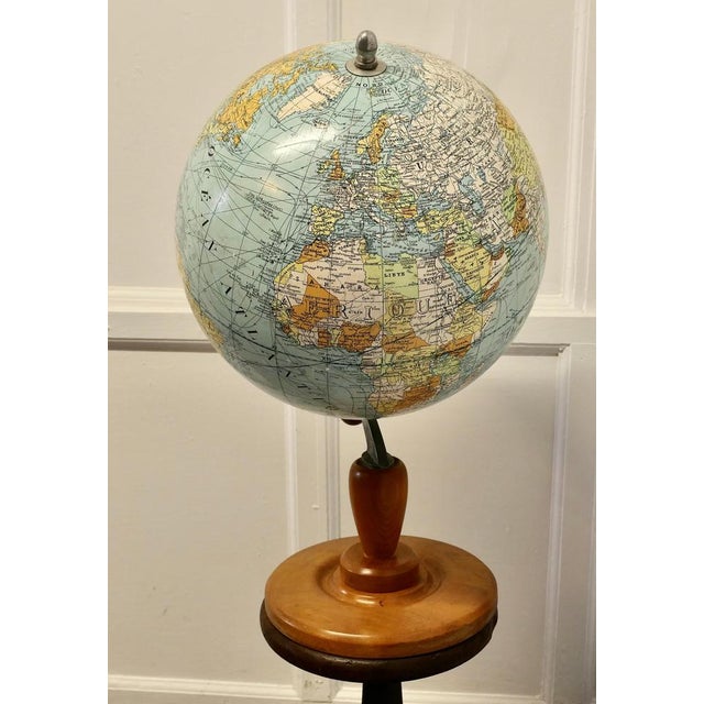 Large French Terrestrial Globe by Girard Et Barrère, 1930s For Sale - Image 10 of 12