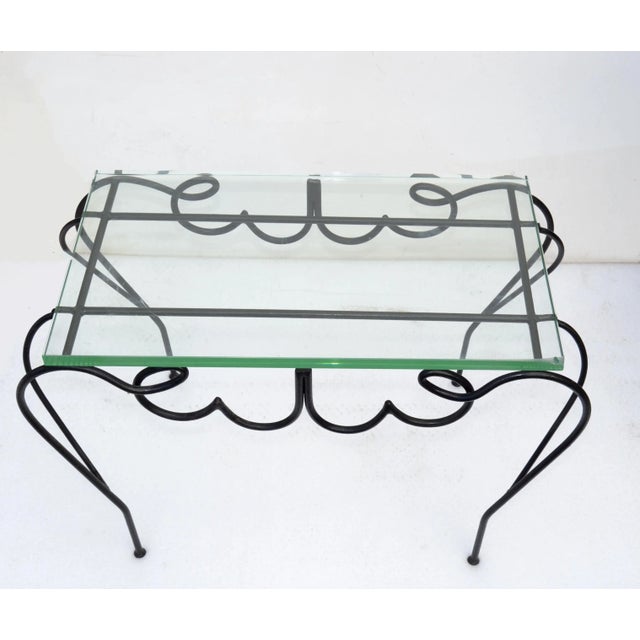 René Prou Iconic Black Iron & Glass French Side, End Table Mid-Century Modern For Sale - Image 11 of 13
