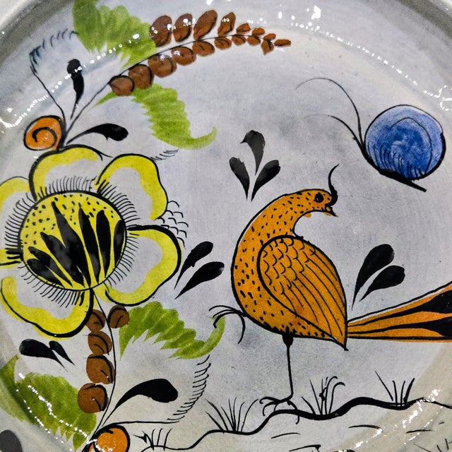 Mid-Century Modern José Noé Suro Cerámica Suro Hand‑Painted Mexican Cazuela – Tonalá Folk Art Pottery, Bird & Floral, Mid‑Century For Sale - Image 3 of 9
