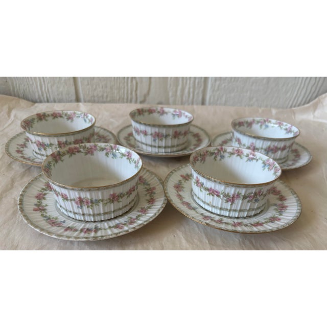 Early 20th-Century Charles Field Haviland Limoges Floral Ramekins & Underplates — Set of 10 For Sale In Indianapolis - Image 6 of 12
