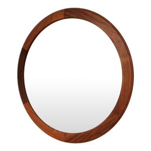 Vintage Rosewood round mirror by Aksel Kjersgaard
