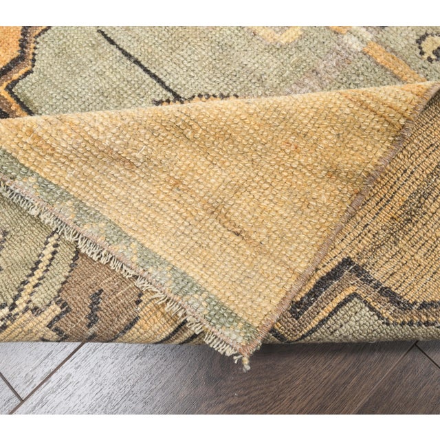 1960s 2'6x9'4 Vintage Orange Geometric Orange Hand-Knotted Runner For Sale - Image 5 of 9