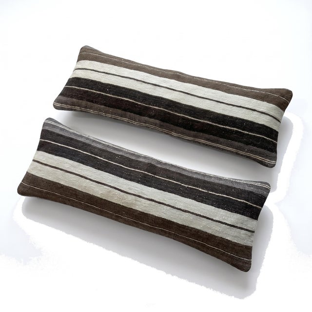 Mid-Century Modern Turkish Bedding Kilim Pillow Cover 16'' X 47'' - Set of Two For Sale - Image 3 of 4