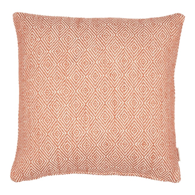 Terracotta Diamond Woven Cushion With Feather Filler - 42x42cm (17"x17") For Sale