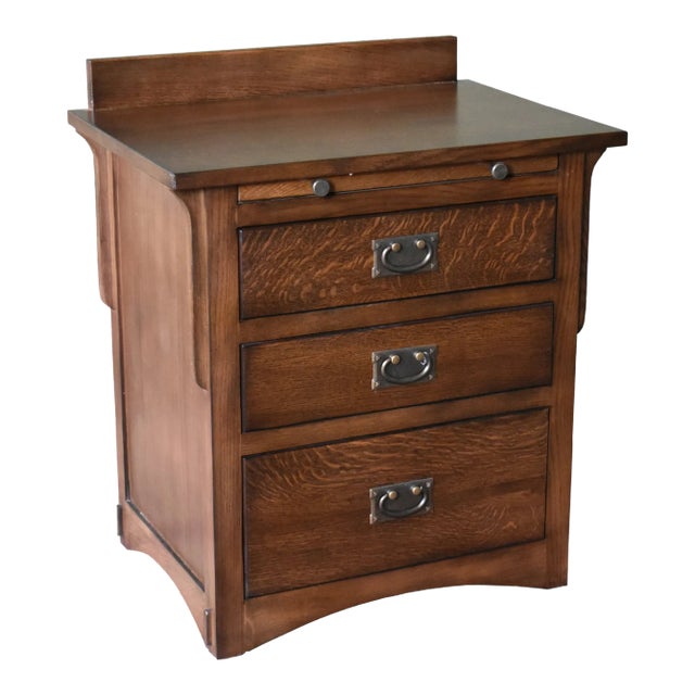 Crafters and Weavers Mission Crofter 3 Drawer Nightstand in Walnut For Sale