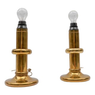 Mid-Century Modern Brass Table Lamps, 1960s, Set of 2 For Sale