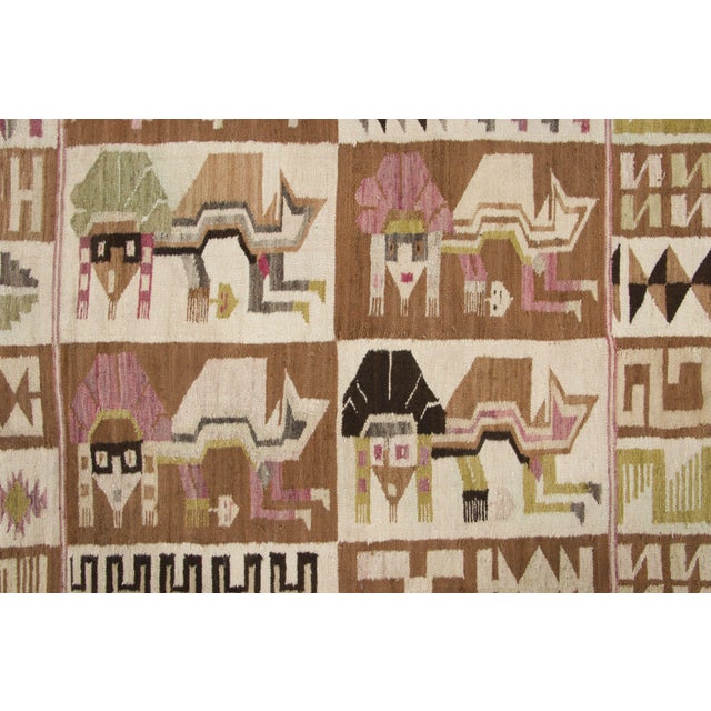Rug & Kilim Vintage Scandinavian Wool Kilim With Pictorials by Rug & Kilim, 1950-1959 For Sale - Image 4 of 8