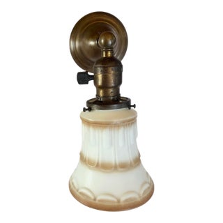 1920s Carmel and Whited Cased Glass Sconce on Original Bronzing Holder For Sale