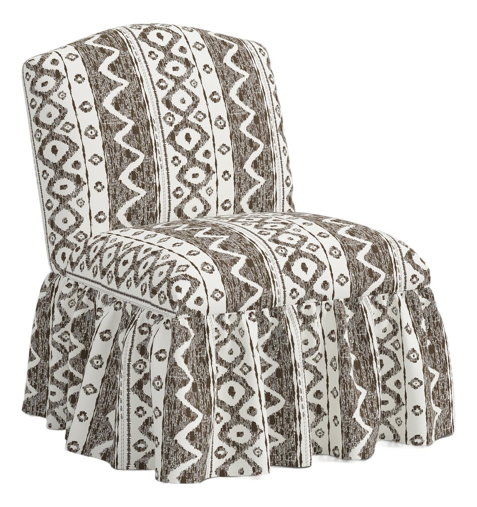 Ashburn Ruffle Slipper Chair in Linny Ikat Brown
