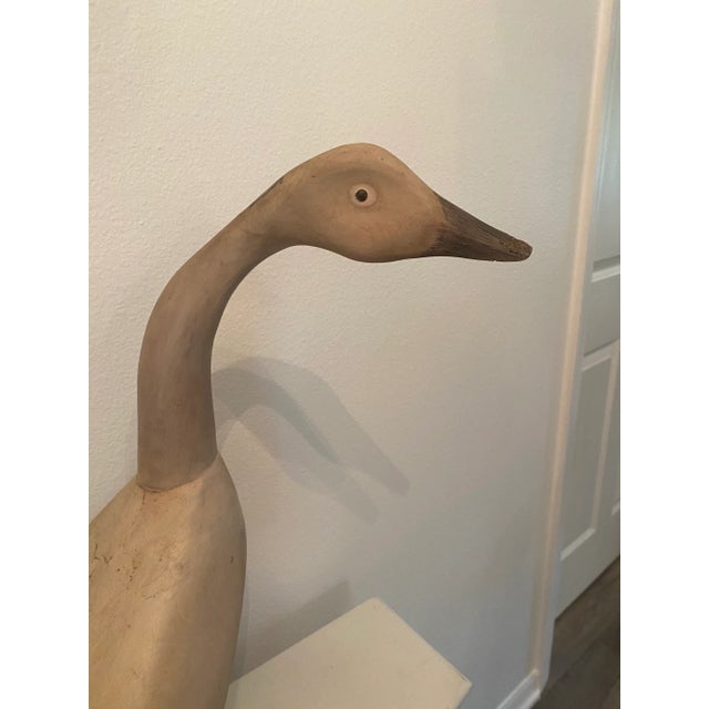 Vintage Wood Carved Folk Art Rustic Goose Decoy For Sale - Image 11 of 12