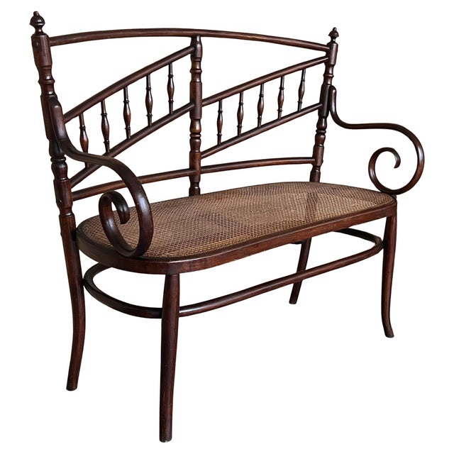 20th Century Bentwood Sofa in the Thonet Style, circa 1925, Caned Seat For Sale - Image 9 of 18