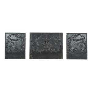 French the Plaza Hotel Cast Iron Fireback Set