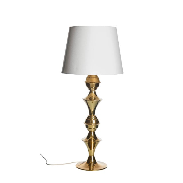 Mid-Century Modern Large Brass Table Lamp by Börje Claes for Elit Ab, 1960s For Sale - Image 3 of 5