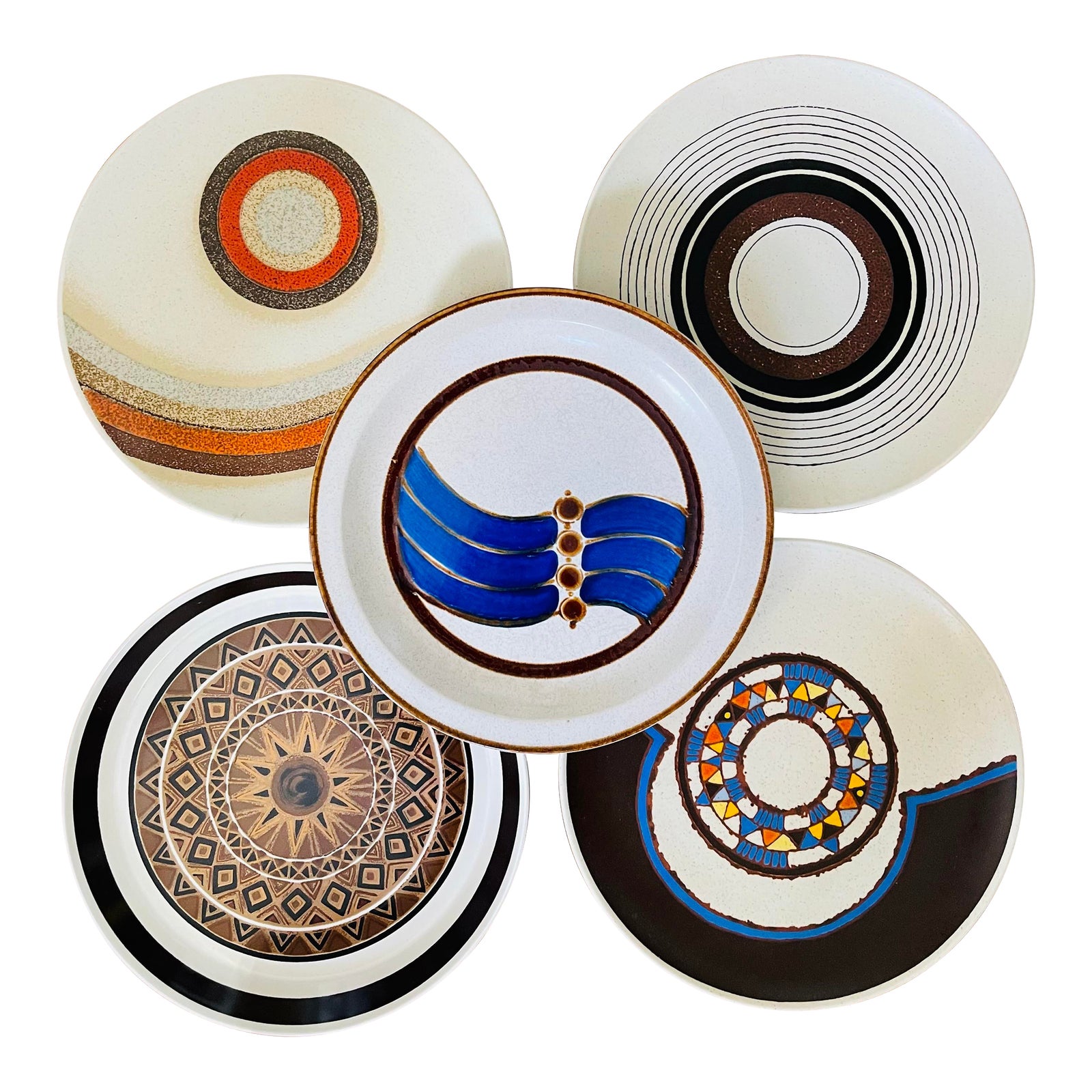 Vintage Mismatched Extra Large Dinner Plates or Chop Plates Set of 5