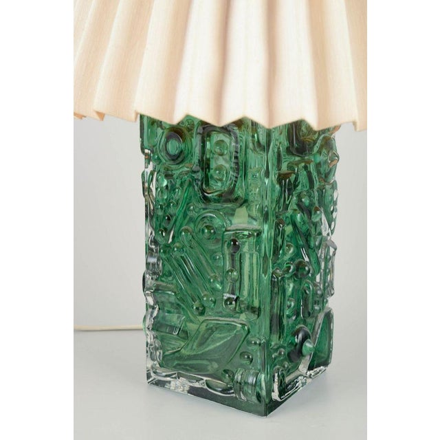 Czech Art Glass Table Lamp in Molded Glass by Josef Schott, 1970s For Sale - Image 3 of 5