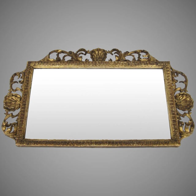 Glass 19th Century English Carved and Gilt Horizontal Rectangular Wall Mirror Shell Motif For Sale - Image 7 of 7