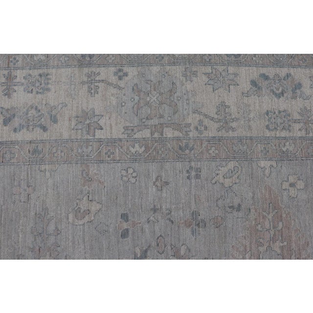 Modern Oushak in All-Over Floral Design With Light Gray Background and Neutral Colors For Sale - Image 10 of 13