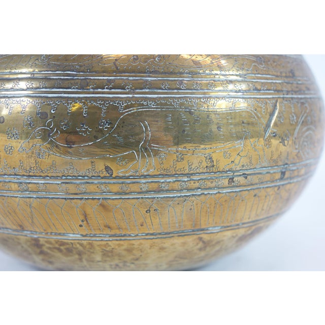 Antique Brass Middle Eastern Vase For Sale - Image 4 of 5