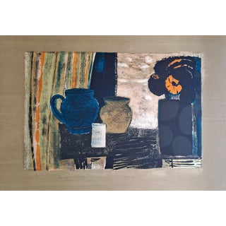 René Genis, Still Life with Blue Jug, Original Lithograph For Sale