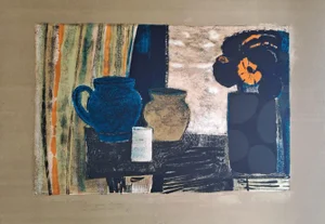 René Genis, Still Life with Blue Jug, Original Lithograph
