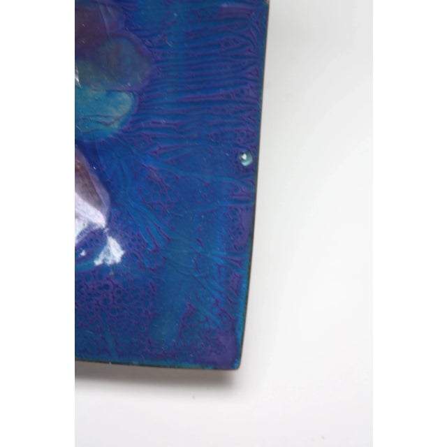 1960s 1960s Myrna Eaton Blue Enamel on Copper Dish For Sale - Image 5 of 13