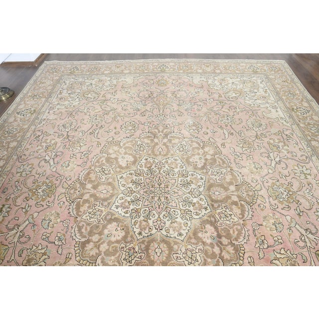 1970s Vintage Persian Handmade Wool Cotton Pink Area Rug For Sale - Image 11 of 11