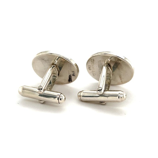 1990s Tiffany & Co Estate Sand Blast Finish Cufflinks Sterling Silver 11.6 Grams - 2 Pieces For Sale - Image 9 of 12