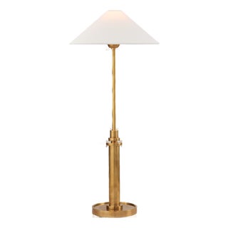 J. Randall Powers by Visual Comfort Signature Hargett Buffet Lamp in Hand-Rubbed Antique Brass with Linen Shade For Sale