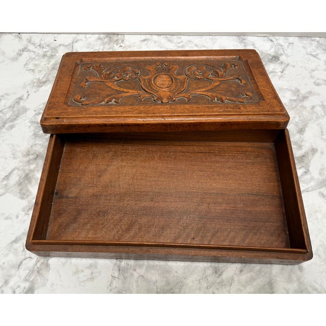 1980s Vintage Carved Wooden Decor and Storage Box For Sale - Image 5 of 7