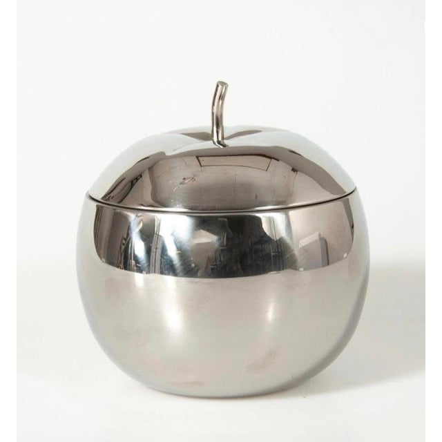 Mid-Century Modern 1980’s Large Teghini Italy Large Tomato Shaped Insulated Silverplated Ice Bucket For Sale - Image 3 of 7