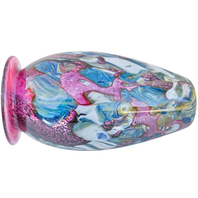 Vintage Hand-Blown Colorful Glass Art Vase For Sale In New York - Image 6 of 10