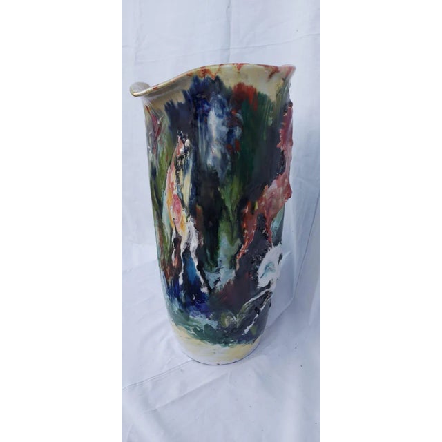 Ceramic Vase by N. Ciavardones, in Worn conditions. Designed 1950 to 1959 This piece has an attribution mark, I am sure...